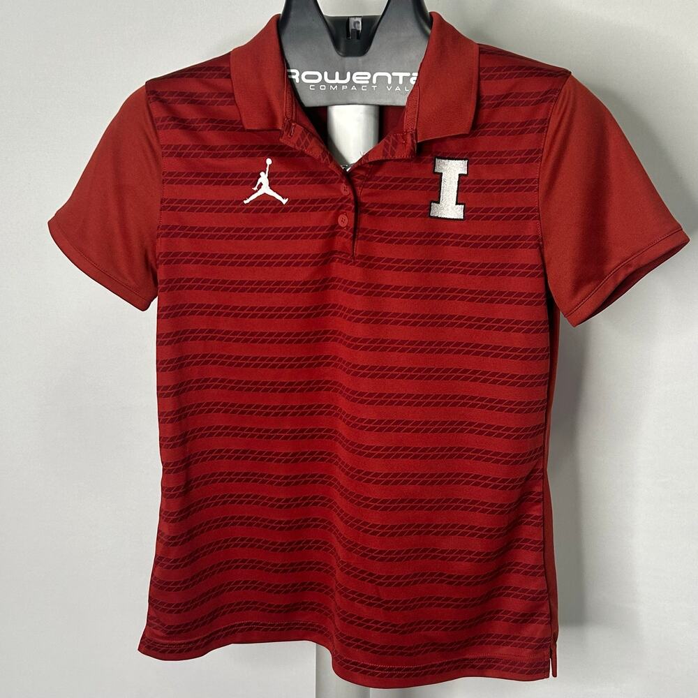 Jordan Dri-FIT Illinois Fighting Illini Women’s Polo Shirt Red Striped Size M